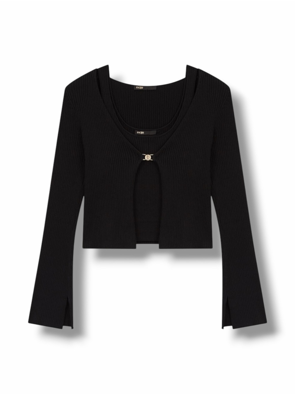 Maje Stretch Knit Twin Set Cardigan